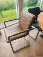 Eetkamerstoelen met armleuning (5x), leatherlook, Huis en Inrichting, Stoelen, Ophalen, Gebruikt, Bruin, Industrieel