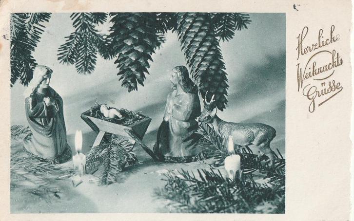 KERST KERSTSTAL  SNEEUW UIT 1937 ZEER MOOIE OUDE KAART KJ366, Verzamelen, Ansichtkaarten | Themakaarten, Gelopen, 1920 tot 1940