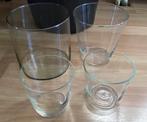 4 glazen potjes / vaasjes, Overige kleuren, Ophalen of Verzenden, Minder dan 50 cm, Glas