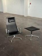 Vitra Eames EA 124 + EA 125 | Leer (NIEUWSTAAT), Stoel lounge chair fauteuil EA124 EA125 relaxstoel relax, Metaal, 75 tot 100 cm