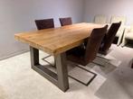 Industriele eettafel, ., Eikenhout, 200 cm of meer, Zo goed als nieuw