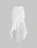 Nieuw hoog laag witte rok met ruches, Kleding | Dames, Rokken, Ophalen of Verzenden, Nieuw, Wit