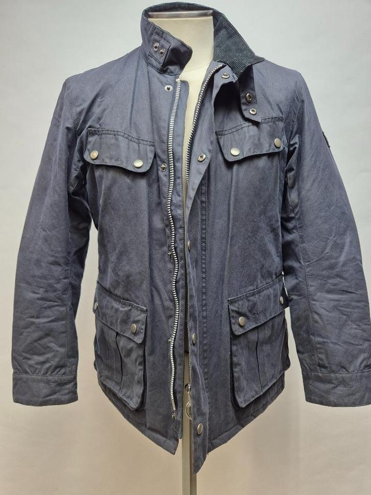 Barbour 'Int Duke' waxjas, maat medium, Kleding | Heren, Jassen | Zomer, Gedragen, Maat 48/50 (M), Blauw, Ophalen