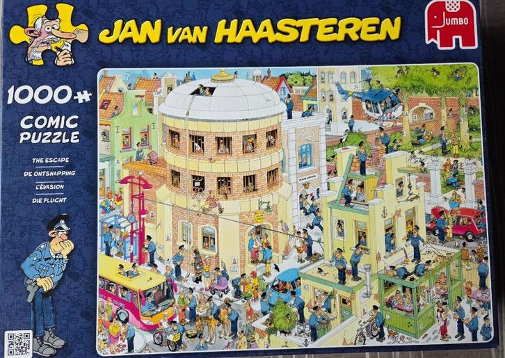 Jan van Haasteren  "de ontsnapping"   1000st, Hobby en Vrije tijd, Denksport en Puzzels, Zo goed als nieuw, Legpuzzel, 500 t/m 1500 stukjes