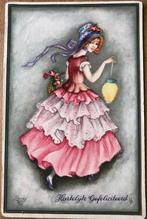 HANNES PETERSEN gesigneerd, meisje in feestkleding - lampion, Verzenden, 1920 tot 1940, Ongelopen, Feest(dag)