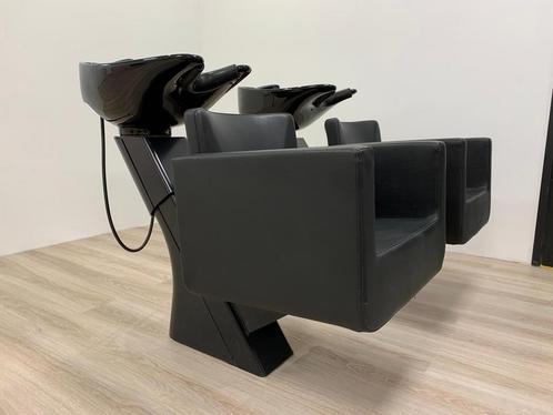 2 x Wasunites van Inline – Zwarte lederen stoelen met wasbak, Zakelijke goederen, Kantoor en Winkelinrichting | Kantoormeubilair en Inrichting