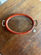 Vintage Glazen Dienblad met Houten Rand, Ophalen of Verzenden, Zo goed als nieuw, Hout