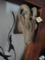 2 ramskoppen massief teakhout in werkelijkheid heel mooi, Ophalen of Verzenden