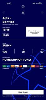 Ajax Benfica F side, Tickets en Kaartjes, Eén persoon