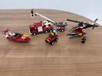 4 lego sets brandweerwagen, - boot, - helicopter en auto, Ophalen of Verzenden, Zo goed als nieuw, Complete set, Lego