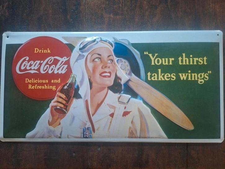 Retro Coca-Cola Metalen Plaat 1997, Antiek en Kunst, Antiek | Wandborden en Tegels, Ophalen of Verzenden