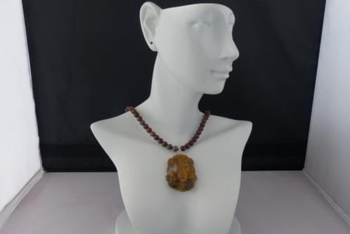 PIETERSIET ketting/oorhanger-set, Sieraden, Tassen en Uiterlijk, Kettingen, Nieuw, Zilver, Bruin, Met edelsteen, Met hanger, Verstelbaar