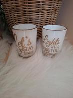 Riviera Maison windlichtjes wit goud, Overige materialen, Wit, Ophalen of Verzenden, Zo goed als nieuw