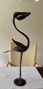 Decoratieve pelikaan/kraanvogel van zwart- met roodbr metaal, Antiek en Kunst, Ophalen