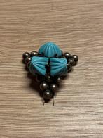 Roger jean pierre broche, Sieraden, Tassen en Uiterlijk, Ophalen of Verzenden, Zo goed als nieuw, Blauw, Overige materialen