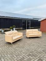 Leolux 2 x 2-zits rundleder, Huis en Inrichting, Banken | Bankstellen, Ophalen, ., Design, 150 tot 200 cm