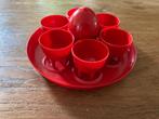 Bakeliet eierdop set zie de foto`s art deco kleur rood., Ophalen of Verzenden, Gebruikt, Rond, Kunststof