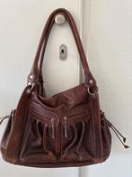Stoere Bruine Leren Handtas, Sieraden, Tassen en Uiterlijk, Tassen | Damestassen, Ophalen of Verzenden, Gebruikt, Bruin, Handtas