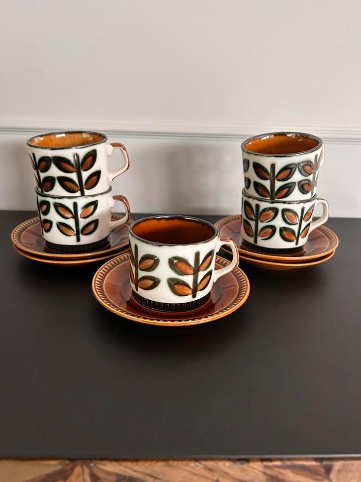 5 Boch Rambouillet Kop en Schotels - Vintage, Huis en Inrichting, Keuken | Servies, Zo goed als nieuw, Kop(pen) en/of Schotel(s)