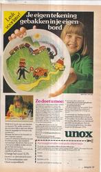 Retro reclame 1975 Unox tekening op bord spaaractie, Verzamelen, Retro, Ophalen of Verzenden