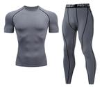 Fitness Kleding XL 2 stuks set : T-shirt en Legging, Nieuw, Fitness, Grijs, Ophalen of Verzenden