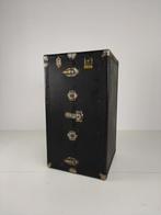 Antieke Belber stoomkoffer van zwart leer 1924 reisgarderobe, Ophalen, ., Leer, 55 cm of meer