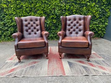 Schapen leren Wingchairs 2 x oorfauteuils !!!! beschikbaar voor biedingen