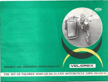 Jawa 350 Velorex zijspan instructieboek (1670z) beschikbaar voor biedingen