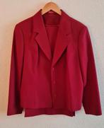 Dames moderne broekpak, kersenrood mat. 44 weinig gedragen, Ophalen of Verzenden