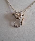 9 karaat gouden kettinghanger kat met diamant, Verzenden, Nieuw, Goud, Goud