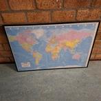 Wereldkaart in Lijst 90x60 cm, Antiek en Kunst, Kunst | Schilderijen | Abstract, Ophalen