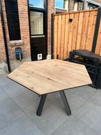 Zeshoekig massief eiken houten tafel, Ophalen, Zo goed als nieuw, Vijf personen of meer, Eikenhout