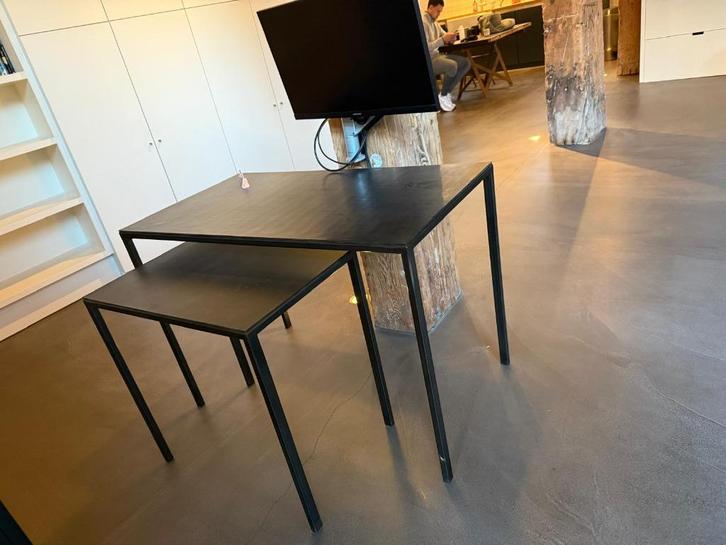 Studio bakker bureau met leren blad – strak design, 2-delig, Huis en Inrichting, Bureaus, Gebruikt, Bureau, Ophalen