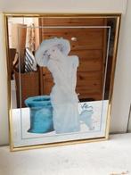 Vintage spiegel met afbeelding vrouw, Ophalen of Verzenden, Rechthoekig, Minder dan 50 cm, Minder dan 100 cm