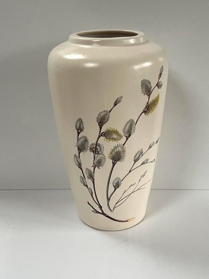 Vintage Gouda Holland vaas met wilgenkatjes afbeelding, Antiek en Kunst, Antiek | Vazen, Ophalen