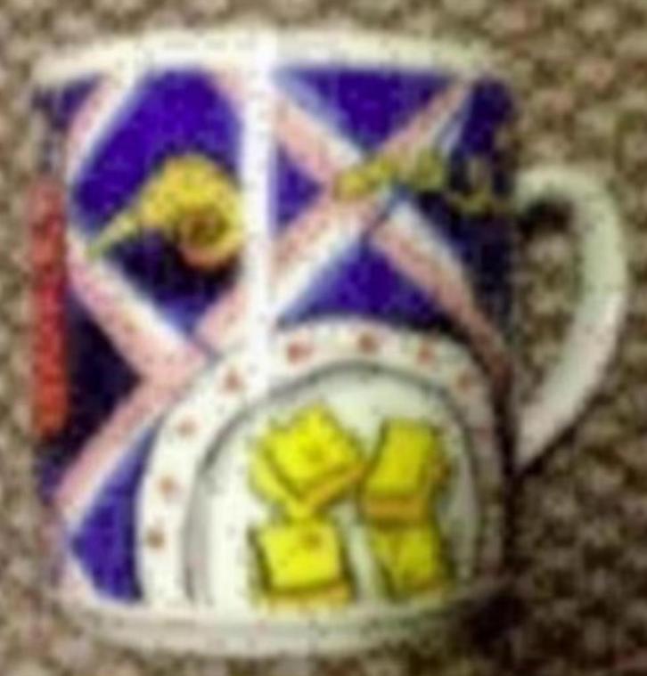 Mok, beker, mug met kaas, kazen; Holland kaascentrum, Huis en Inrichting, Keuken | Servies, Zo goed als nieuw, Aardewerk, Ophalen of Verzenden