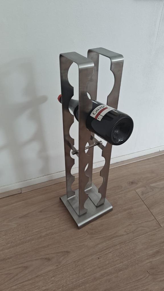vintage rvs staal desig wijnrek, Huis en Inrichting, Woonaccessoires | Wijnrekken, Gebruikt, 50 tot 75 cm, Metaal, 5 tot 15 flessen