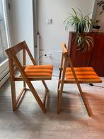 Vintage klapstoelen van Aldo Jacober, Huis en Inrichting, Stoelen, Ophalen, Gebruikt, Twee, Bruin