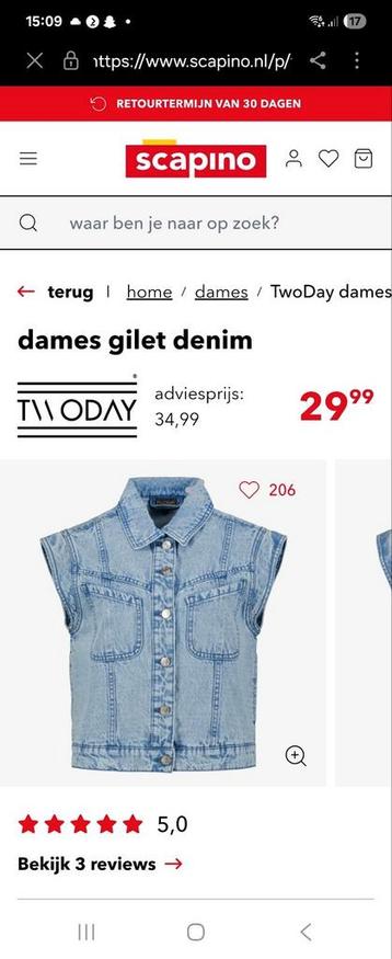 Gezocht Twoday jeans gilet maat L of XL beschikbaar voor biedingen