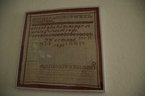 antieke  merklap, Hobby en Vrije tijd, Borduren en Borduurmachines, Gebruikt, Borduurpakket, Handborduren, Ophalen of Verzenden