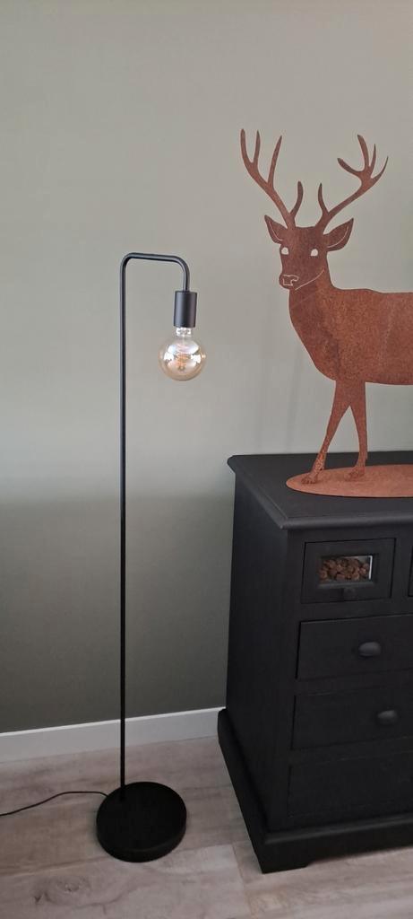 🖤Mooie Industriële Zwarte Vloerlamp/Brandt Gezellig!, Huis en Inrichting, Lampen | Vloerlampen, Zo goed als nieuw, 100 tot 150 cm