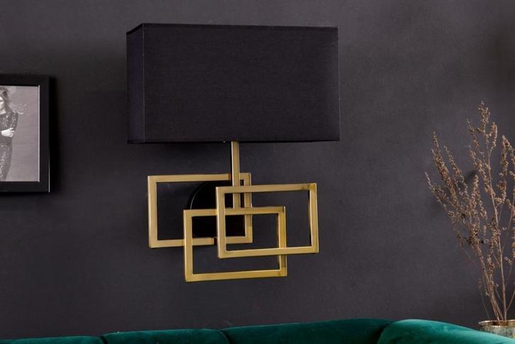 Wandlamp goud met zwarte kap NIEUW IN DOOS, Huis en Inrichting, Lampen | Wandlampen, Nieuw, Metaal, Stof, Ophalen of Verzenden