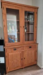 Onbehandeld teakhouten kast, Ophalen, Gebruikt, 100 tot 150 cm, Glas