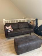 BePureHome Rodeo 2.5-zits bank & hocker | Zwart/Grijs | Leer, Huis en Inrichting, Ophalen, Gebruikt, 125 cm of meer, 75 tot 100 cm