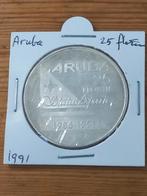 Aruba 25 florin 1991 zilver, Ophalen of Verzenden, Koningin Beatrix, Overige waardes, Zilver