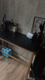 Als nieuw  IKEA UTBY bartafel - RVS frame (goud), zwart blad, 100 tot 150 cm, Ophalen of Verzenden, Zo goed als nieuw, Metaal