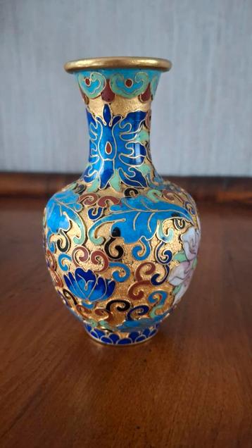 Cloisonné Vaasje - Bloemen & Goud beschikbaar voor biedingen