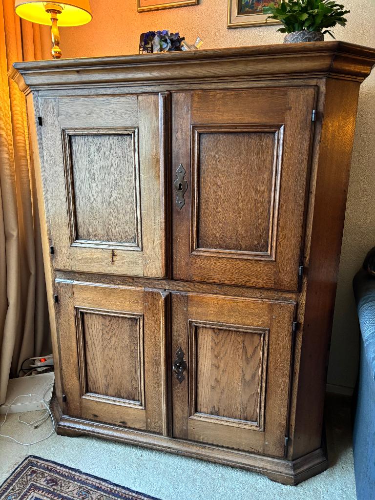 tv kast, Ophalen, 100 tot 150 cm, Eikenhout, Zo goed als nieuw