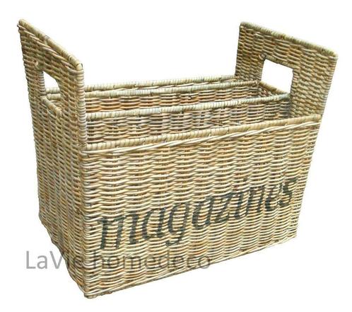 Lectuurmand Magazines riet en 3 ruime vakken, Huis en Inrichting, Woonaccessoires | Krantenbakken en Lectuurbakken, Nieuw, Verzenden