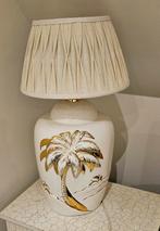 2 stuks grote schemerlampen of tafellampen wit-bladgoud, Ophalen, Zo goed als nieuw, Wit, Rond